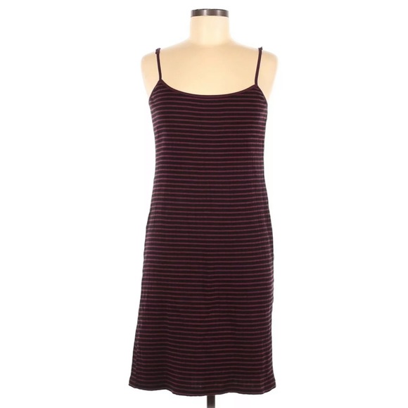 Free People Burgundy Blue Stripe Ribbed Knit Dress - Picture 2 of 8